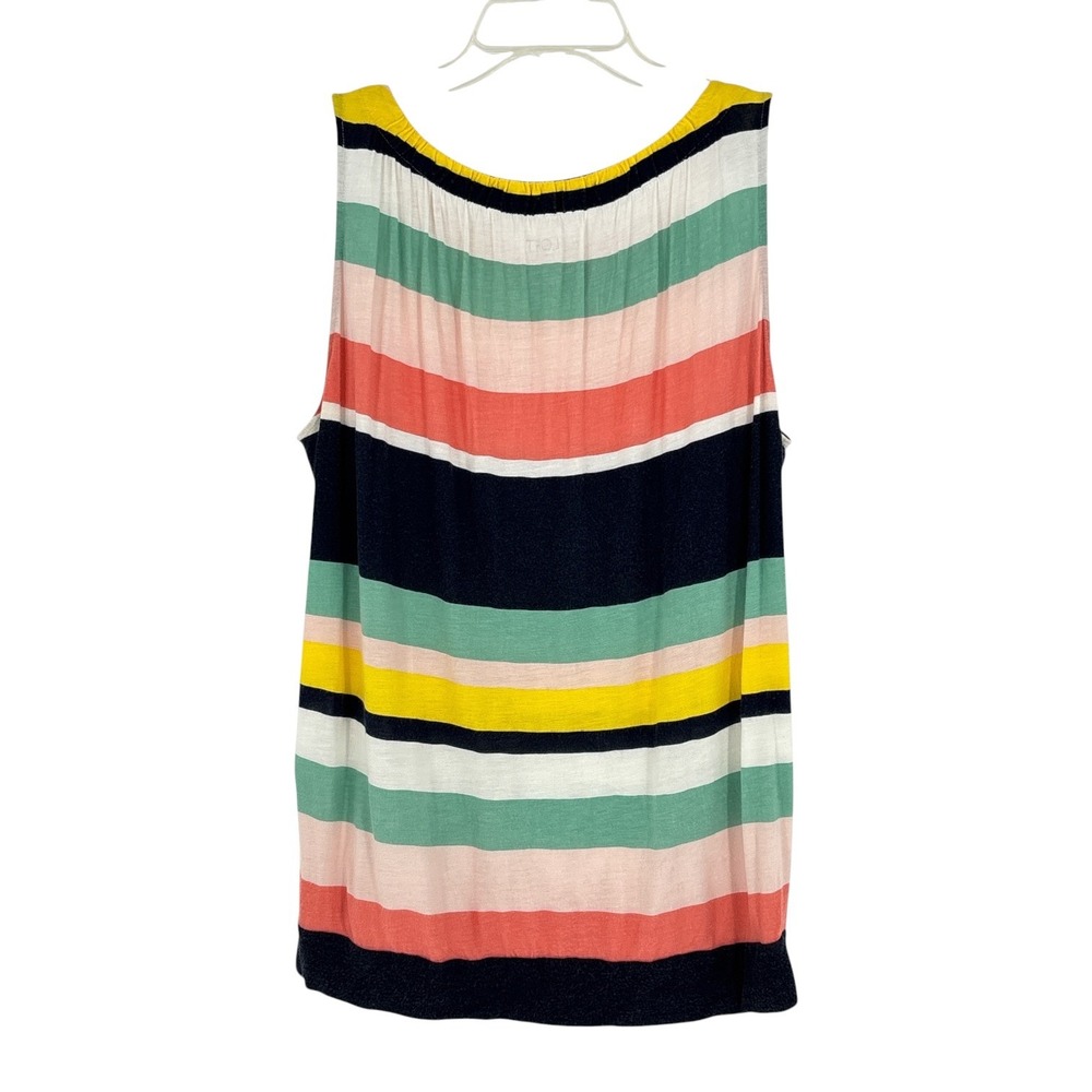 LOFT Striped Sleeveless Tank Top Multicolor Rayon Lightweight Size Large
